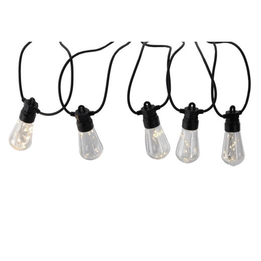 Guirlande lumineuse de jardin 20 m, 20 LED, blanc chaud, IP44, 12 V avec fixations