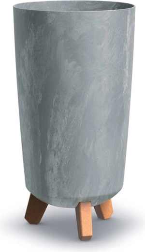 pot de fleurs slim avec effet béton 19,5 cm, gris