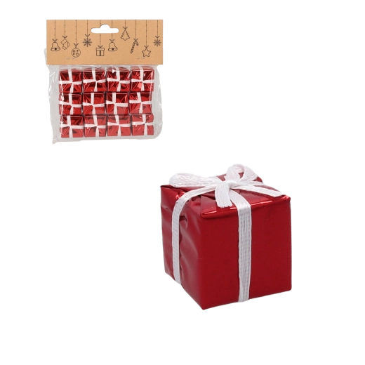 Set de 12 décorations de Noël en forme de cadeaux 2,5 cm