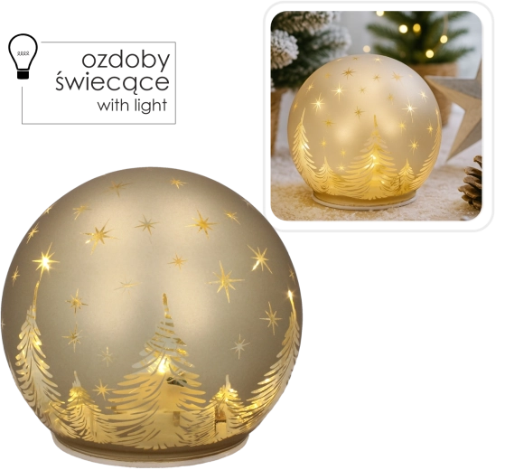 Sphère LED en verre doré avec effet ciel étoilé 12 × 11 cm