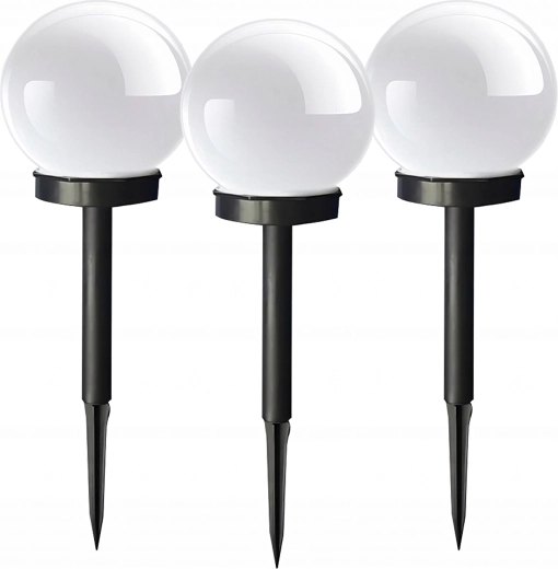 Lampes solaires de jardin sphériques à piquer, 3 pcs