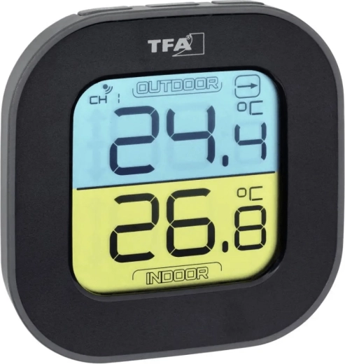 Thermomètre sans fil TFA Fun avec émetteur, noir - 1 pièce