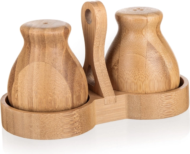 Salière et poivrière en bambou avec support BRILLANTE Bamboo