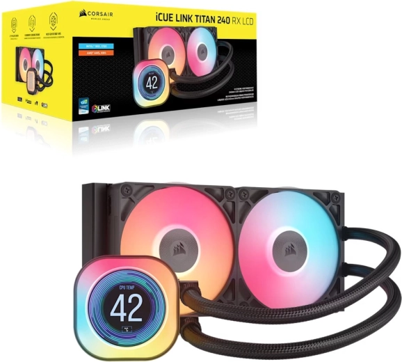 Corsair iCUE Link Titan 240 RX RGB AIO refroidissement liquide du processeur 240 mm avec LCD