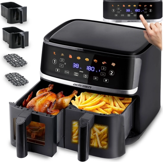 Friteuse à air chaud à double cuve 10,2 l 1700 W BERDSEN