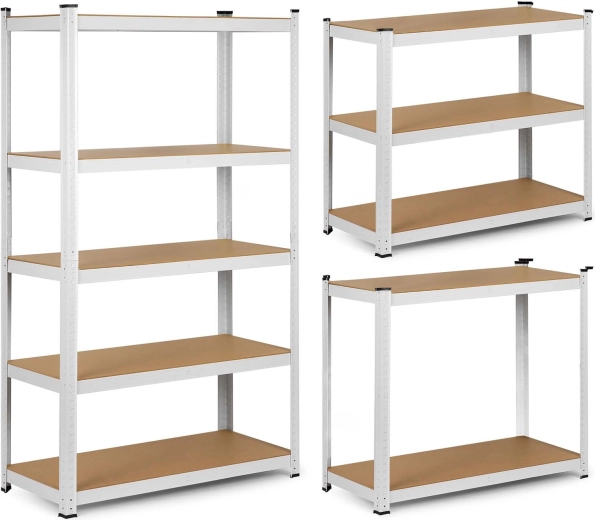 Étagère métallique Humberg 150 × 75 × 30 cm, blanche, 5 tablettes