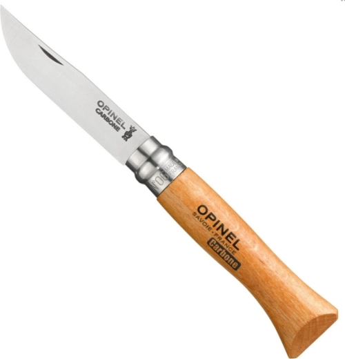 Opinel N°06 couteau de poche en carbone 7,2 cm, bois de hêtre