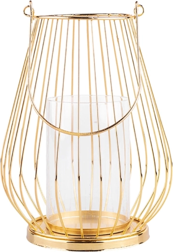 Bougeoir métallique à croisillons doré 23 cm