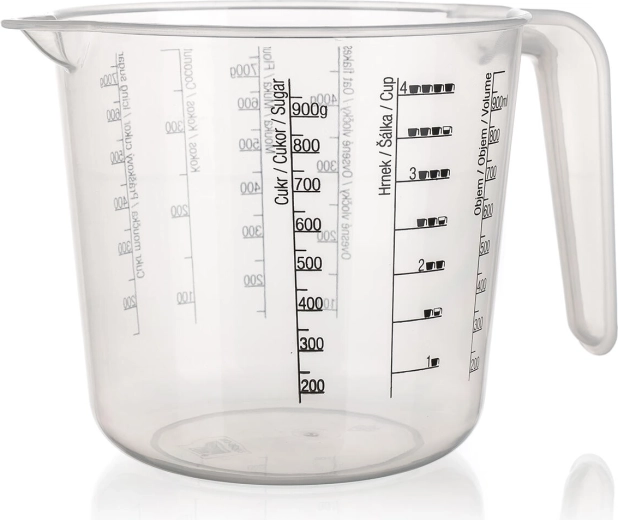 Verre doseur en plastique 1 L avec impression CULINARIA