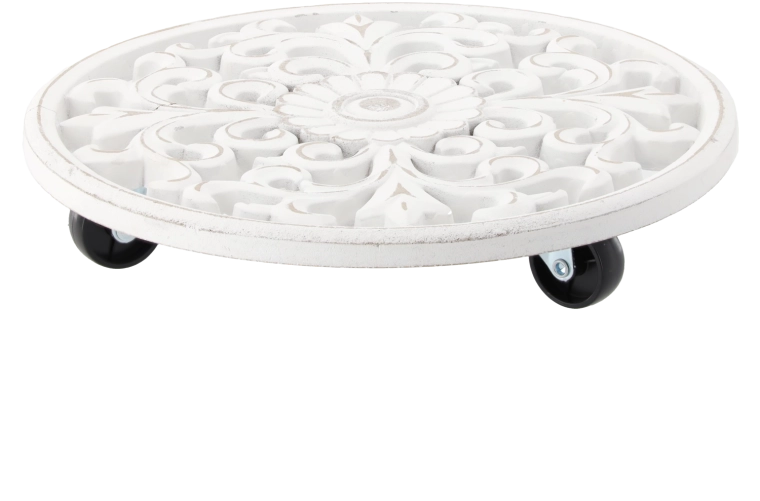 Sous-plat rond blanc en bois pour pot de fleurs 29 cm