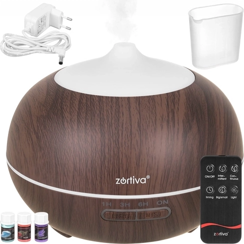 Zortiva diffuseur d’arômes ultrasonique et humidificateur d’air 400 ml avec télécommande