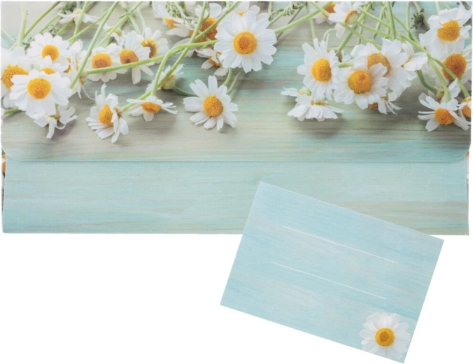 Enveloppe en papier avec motif de camomille et carte insérée