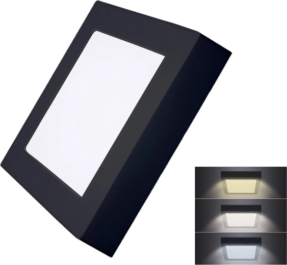 Solight mini panneau LED CCT carré extra-plat 12 W noir