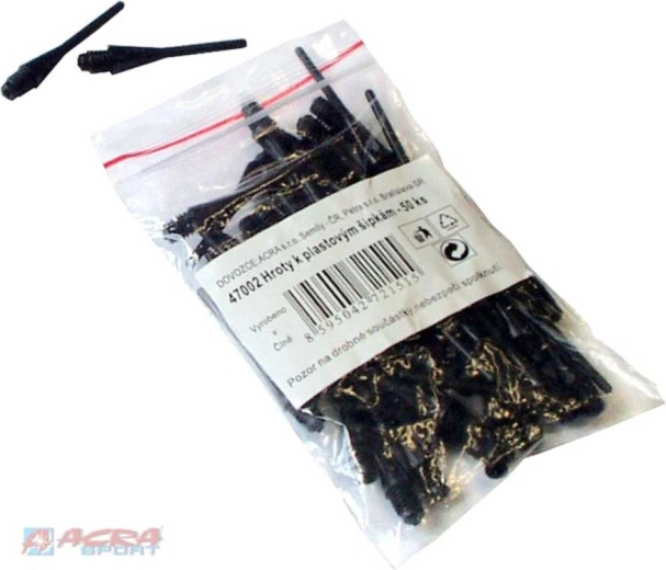 Acra pointes de rechange en plastique pour fléchettes 4 mm noires (50 pcs)