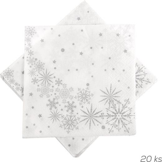 Serviettes en papier avec motif d’étoiles et de flocons 33 × 33 cm (20 pcs)
