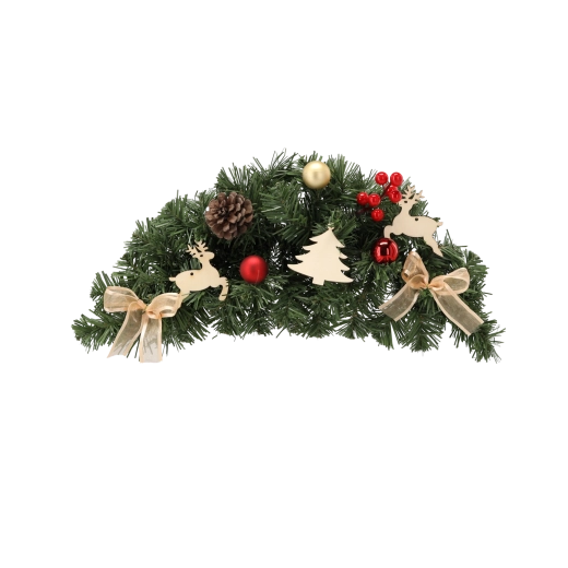 Couronne de Noël suspendue 46 cm en rouge-or