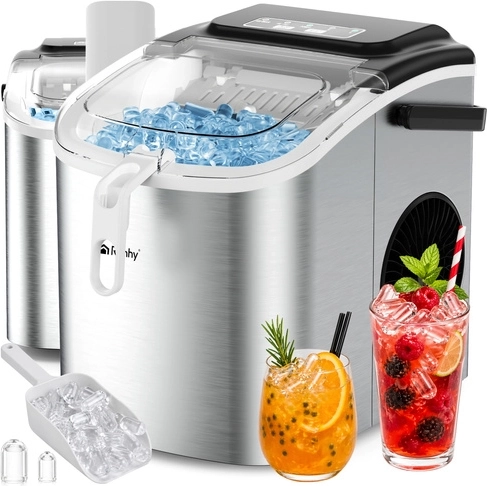 Machine à glaçons Ruhhy 1,2 l argentée avec pelle