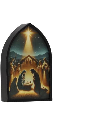 Tableau LED encadré Szopka bożonarodzeniowa avec étoile - 1 pièce