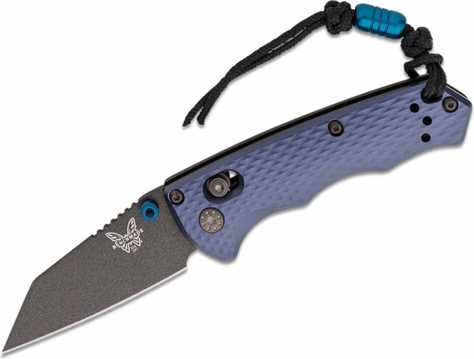 couteau de poche benchmade full immunity crater blue, aluminium gris-bleu