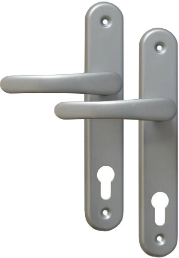 Serrurerie de porte MICHAELA poignée avec clé, argenté, entraxe 90 mm