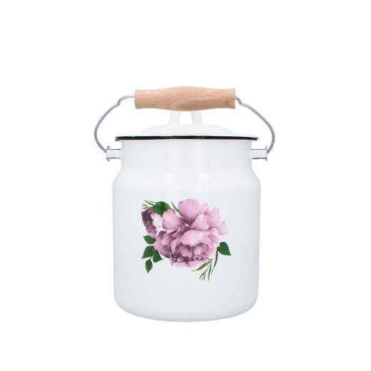 Bouilloire à lait émaillée Laura 3,3 l, pivoine blanche