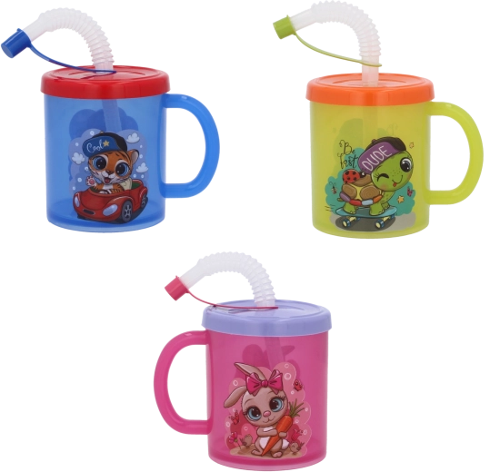 Gobelet en plastique pour enfants avec paille 210 ml