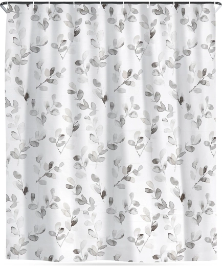 Rideau de douche avec crochets, imperméable, motif végétal 180 × 180 cm