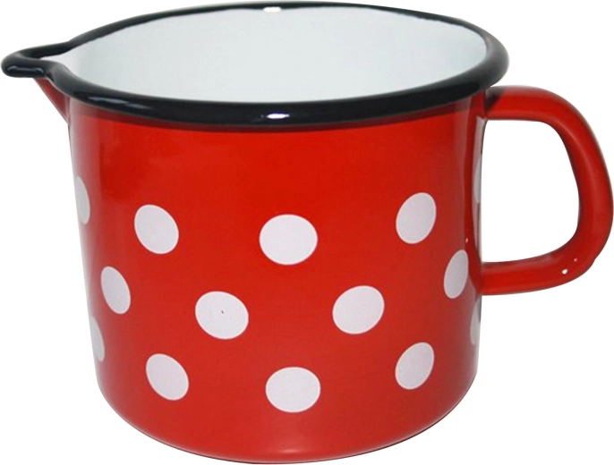 Mug émaillé avec bec verseur à pois, 1,2 l, rouge