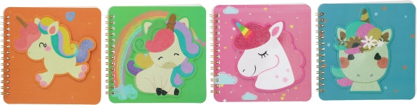 Carnet 14x14 cm avec motif 3D Licorne