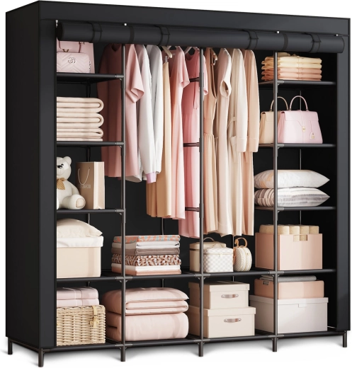 Armoire-penderie textile Massido noire 170 × 45 × 170 cm