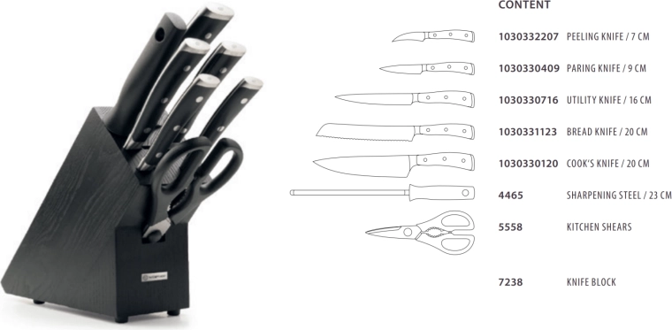 Wüsthof Classic Ikon set de couteaux dans un bloc, 7 pièces, frêne noir