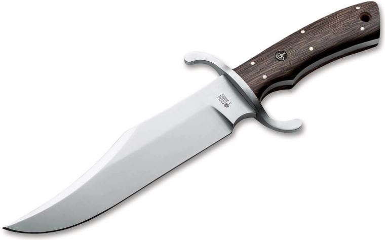 Böker Bowie N690 couteau outdoor avec manche en chêne et étui en cuir 19,8 cm