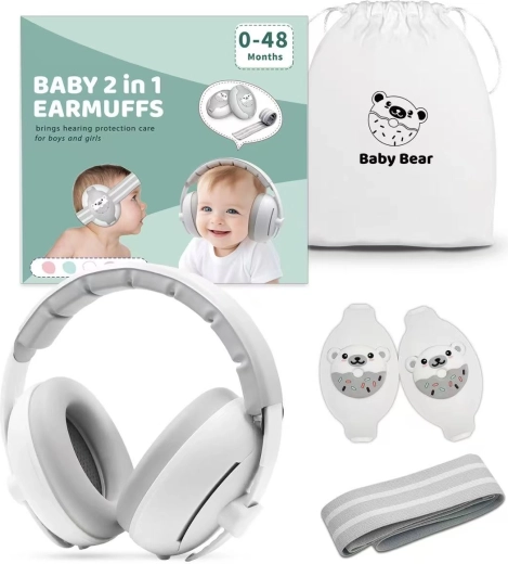 Casque antibruit pour enfants 2-en-1 Doggy gris - 1 pièce