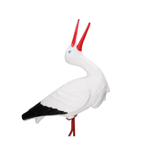 Statuette de jardin en plastique cigogne sur pied métallique