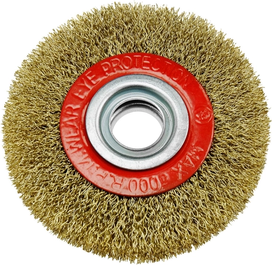 Brosse circulaire pour meuleuse 125 mm, fil acier et laiton 0,3 mm, alésage 20 mm