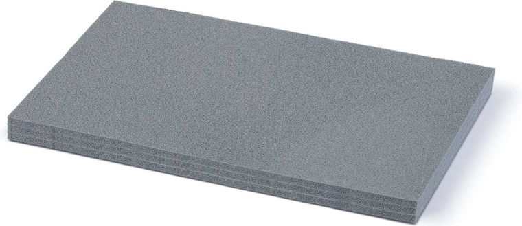 Insert en mousse à trois couches pour mallette 47,5 × 28,5 × 3 cm, gris