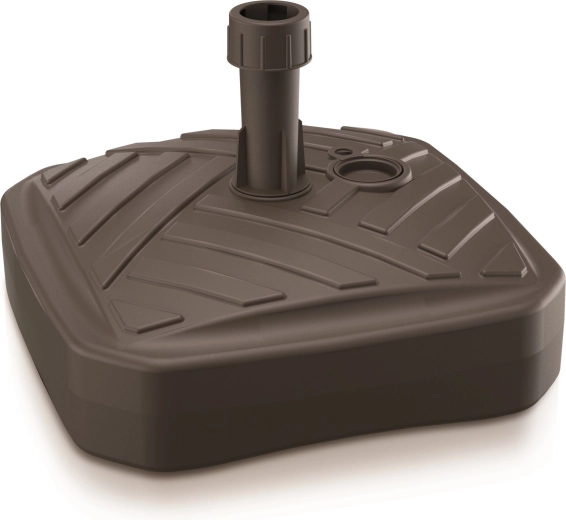 Socle pour parasol carré 39 × 39 cm, couleur ombre, imitation rotin, remplissable 12 l