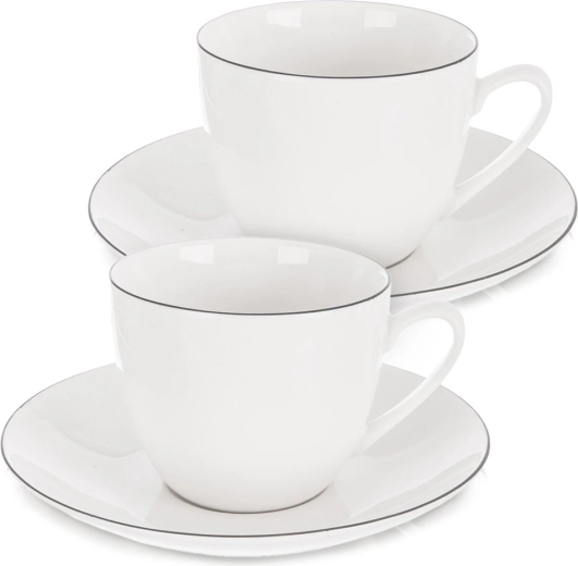 Tasses en porcelaine avec soucoupe DECORA 200 ml, lot de 2