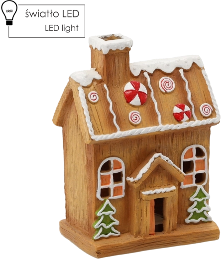 Figurine de Noël maison en pain d’épices avec LED, 6,5 × 11 × 23 cm
