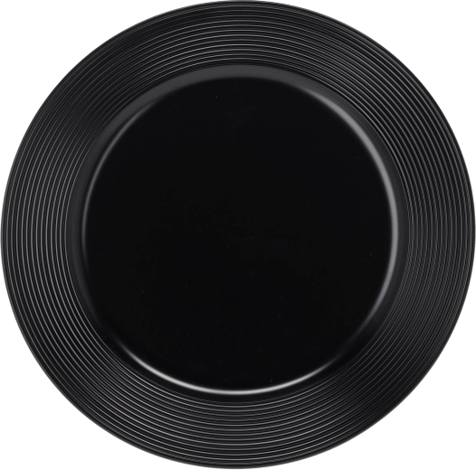 Sous-assiette ronde noire rainurée 33 cm