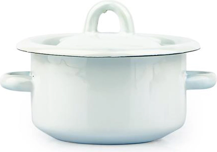 Casserole émaillée avec couvercle 0,4 l, blanche