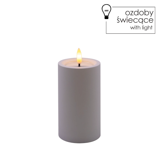 Bougie LED blanche 7 × 12,5 cm avec flamme vacillante