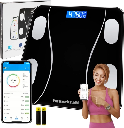 Balance de salle de bain analytique intelligente avec Bluetooth et application jusqu’à 180 kg