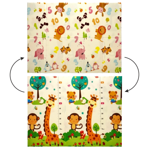 Tapis éducatif pliable double face 150×200×1 cm – animaux et chiffres