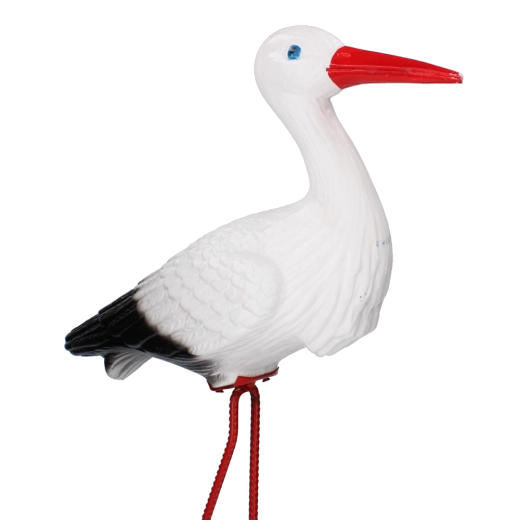 Figurine en plastique de cigogne sur socle en fil métallique