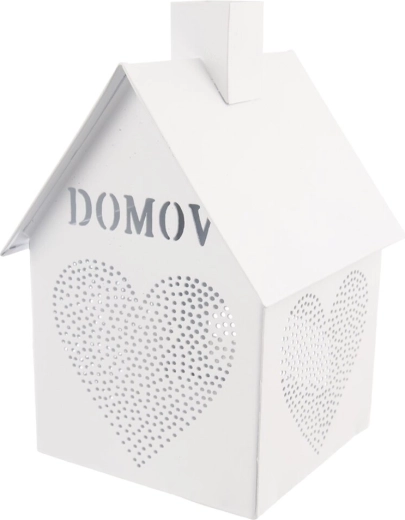 Photophore maison en métal blanc avec cœur « Maison » 17 cm