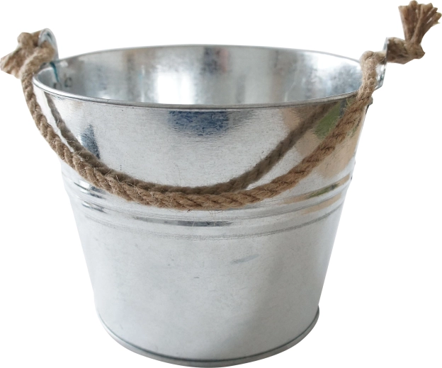 Seau galvanisé avec poignée en corde 5 l