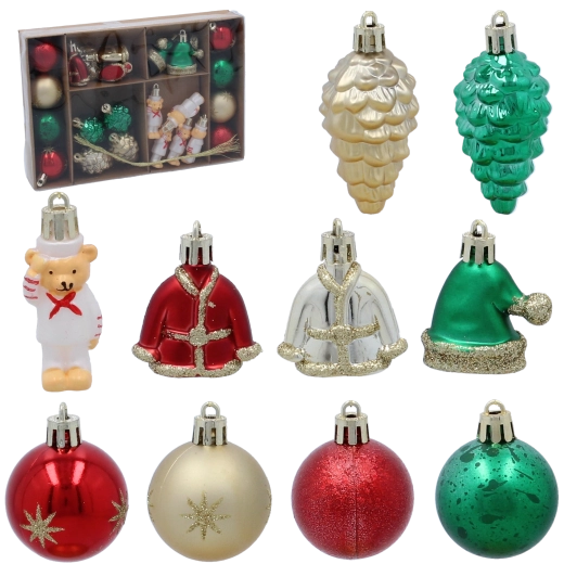 Set de 24 décorations de Noël dorées en plastique incassable 6 cm