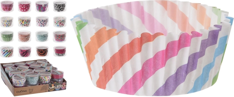 Caissettes pâtissières en papier 5 × 3,5 cm, assortiment de couleurs et motifs (60 pcs)