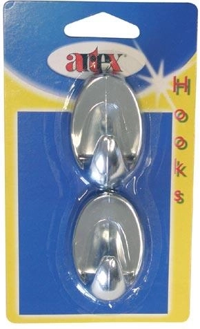 Crochets ovales adhésifs grands, argentés, 2 pcs